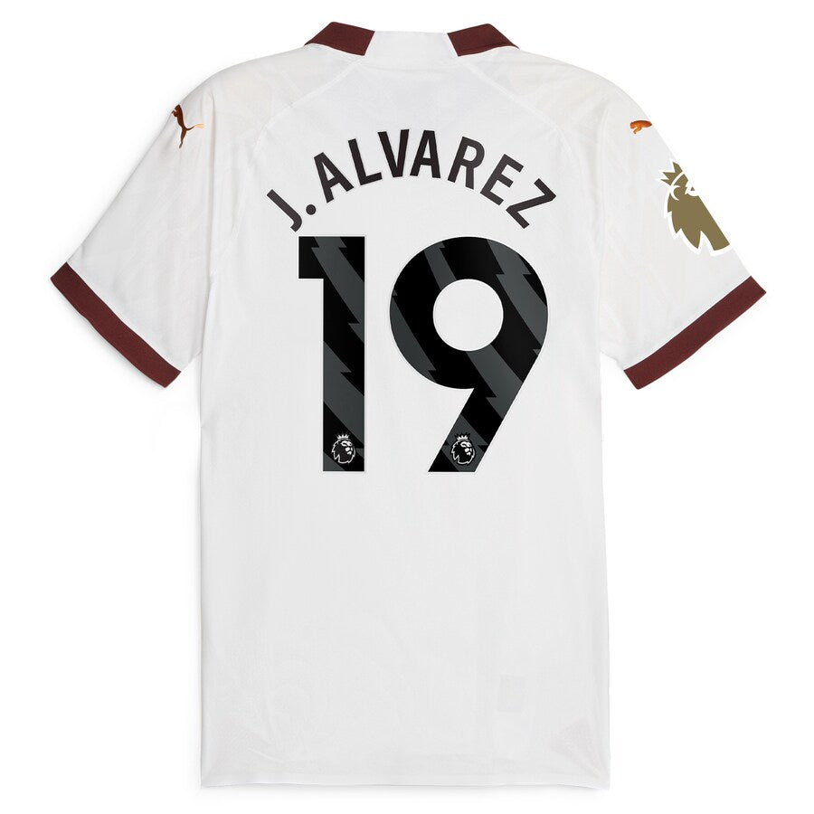 Juli��n ��lvarez Manchester City Puma 2023/24 Away Player Jersey - White