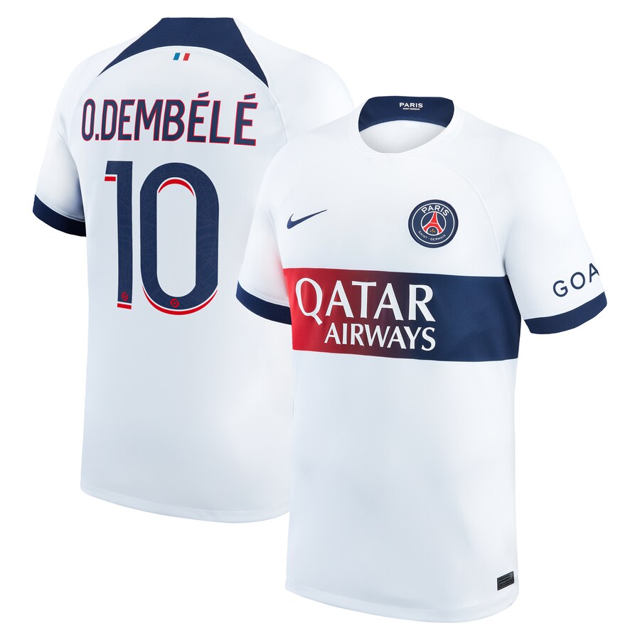 Ousmane Demb��l�� Paris Saint-Germain Nike 2023/24 Away Stadium Player Jersey - White