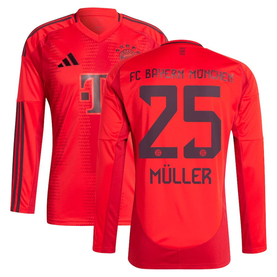 Thomas M��ller Bayern Munich adidas 2024/25 Home  Long Sleeve Player Jersey - Red