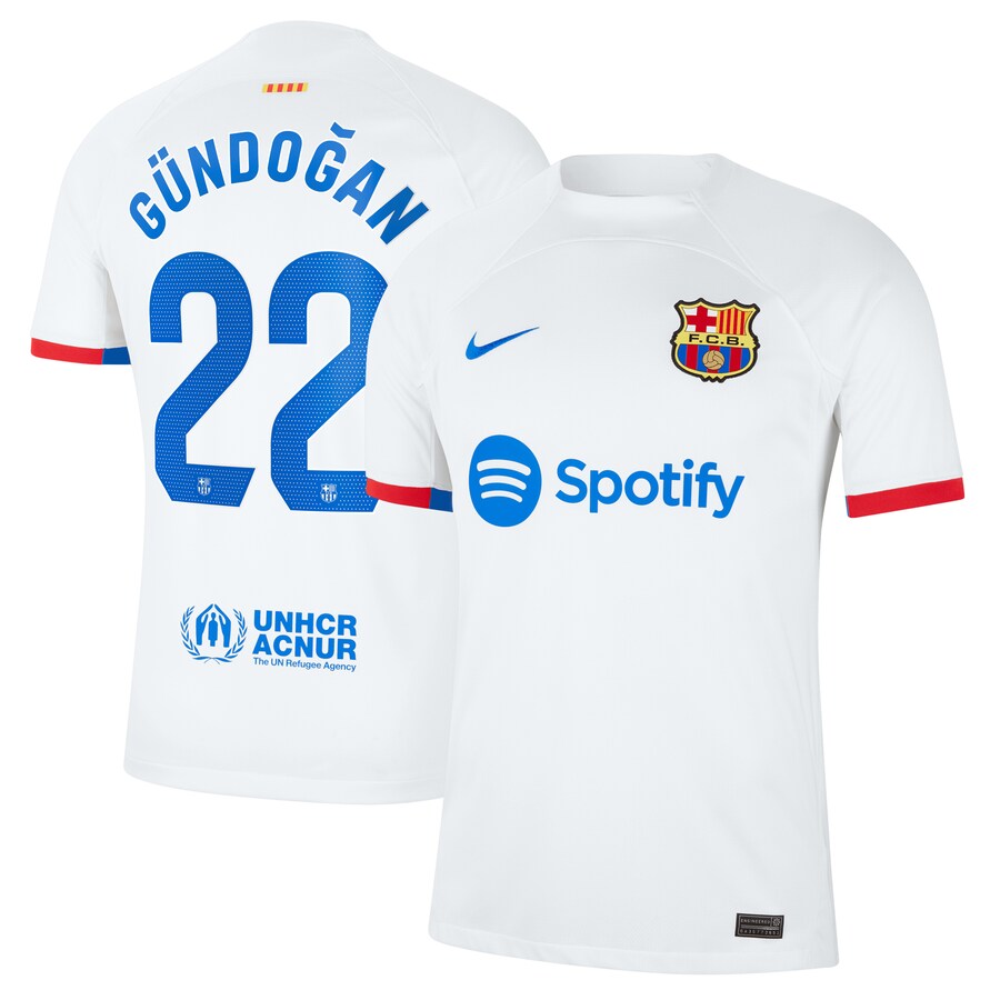 Ilkay G��ndogan Barcelona Nike 2023/24 Away Stadium Player Jersey - White