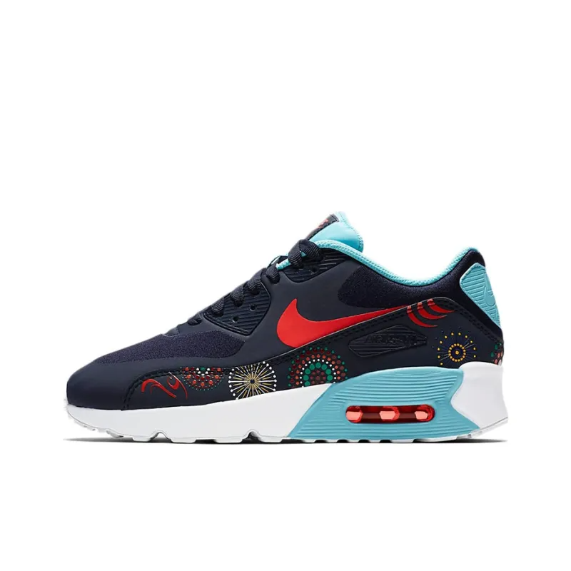 Air Max 90 Running Shoes Women’s Low-Top Black Red Blue – AO2097-400