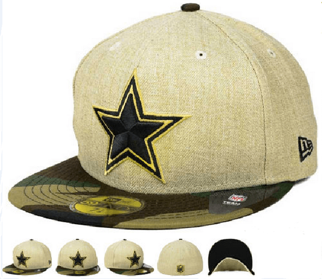 Dallas Cowboys Star Logo Fitted Hat with Camouflage Brim – Khaki and Camo