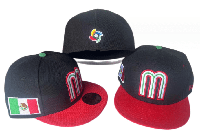 Mexico World Baseball Classic 59FIFTY Fitted Hat – Light Blue and Pink with Flag Patch