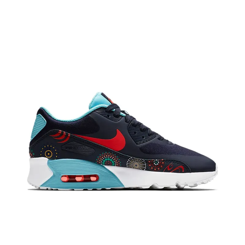 Air Max 90 Running Shoes Women’s Low-Top Black Red Blue – AO2097-400