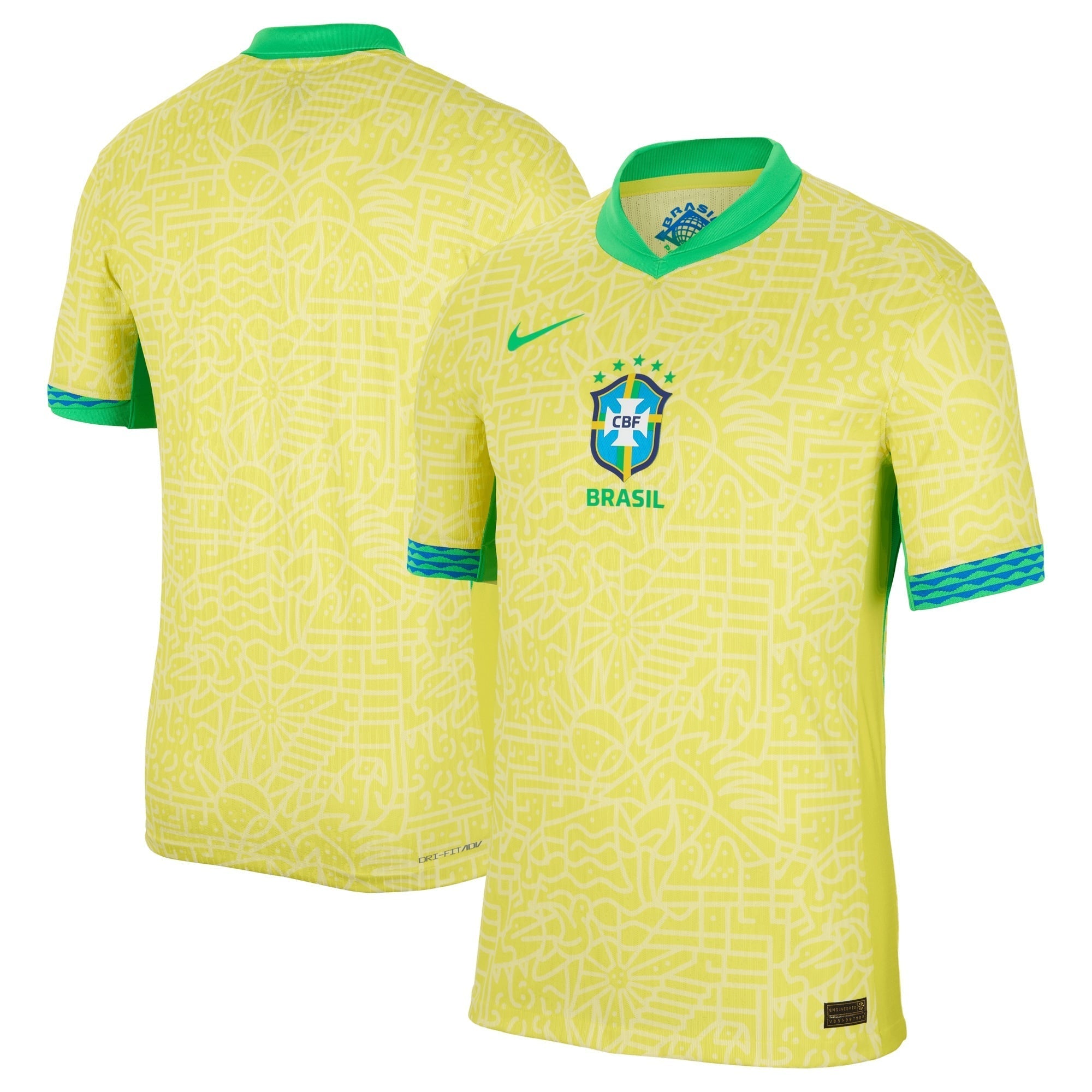 Brazil National Team Nike 2024 Home Match Custom Jersey �C Yellow
