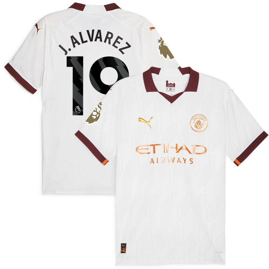 Juli��n ��lvarez Manchester City Puma 2023/24 Away Player Jersey - White