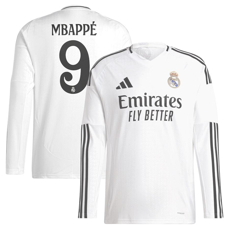 Kylian Mbapp�� 9 Real Madrid adidas 2024/25 Home Long Sleeve Player Jersey - White