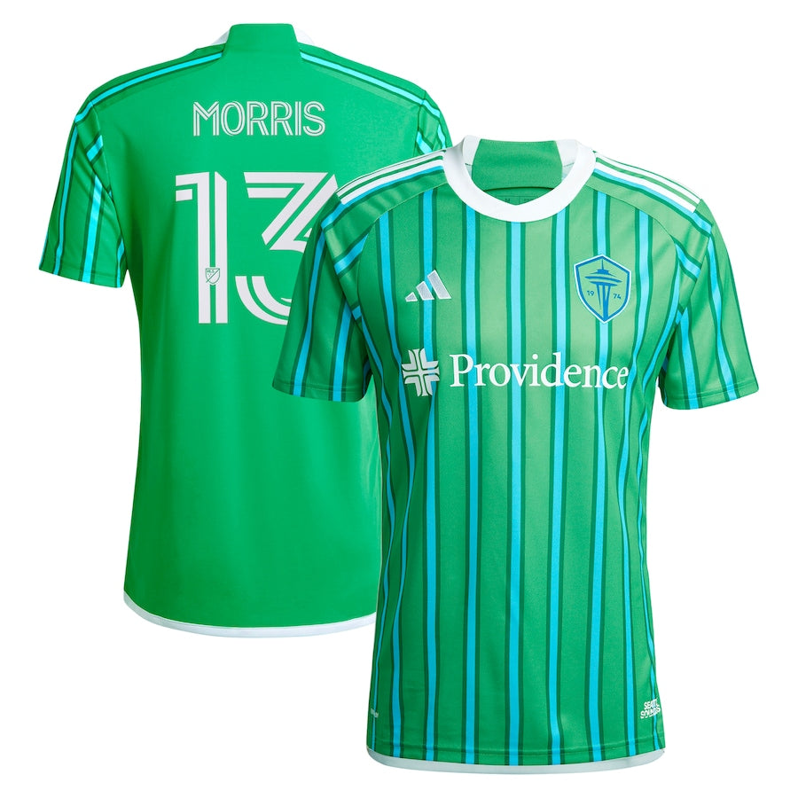 Jordan Morris Seattle Sounders FC adidas 2024 The Anniversary Kit  Player Jersey?�C Green
