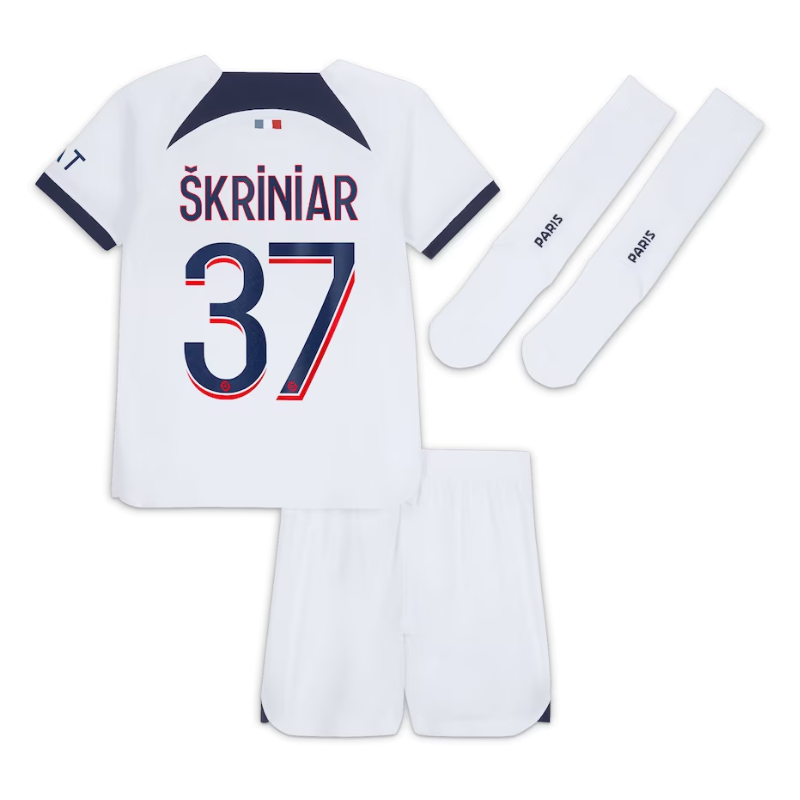 Paris Saint-Germain Away Kit 2023-24 - Little Kids with Player ?kriniar 37 printing Jersey - White