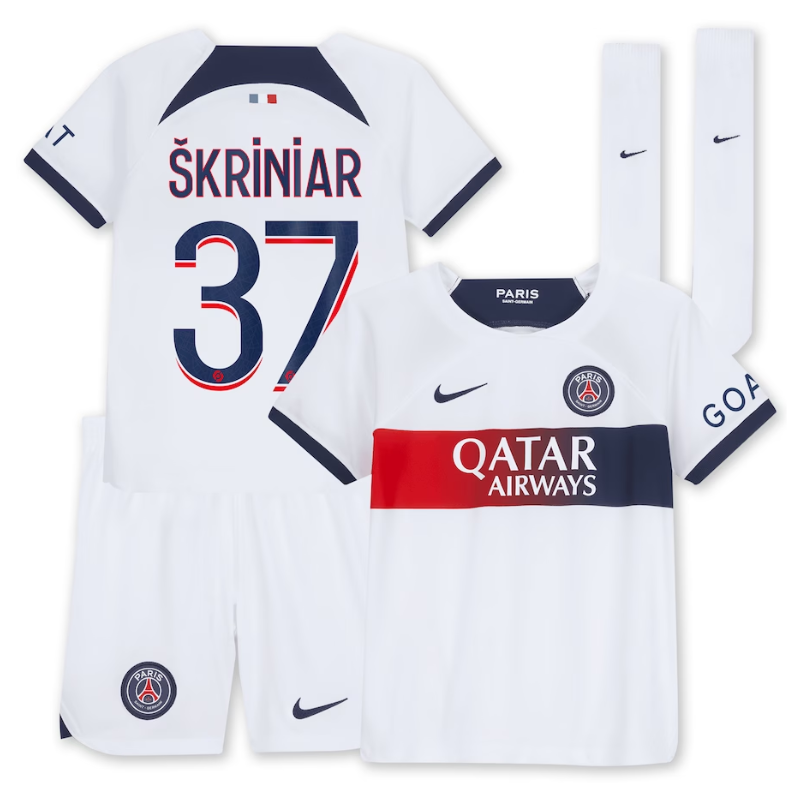 Paris Saint-Germain Away Kit 2023-24 - Little Kids with Player ?kriniar 37 printing Jersey - White