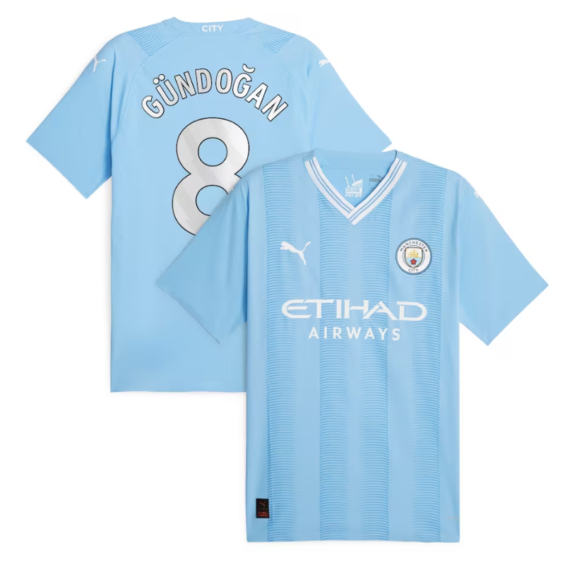 Manchester City Team 2023-24 with Jersey G��ndogan 8 printing - Sky Blue