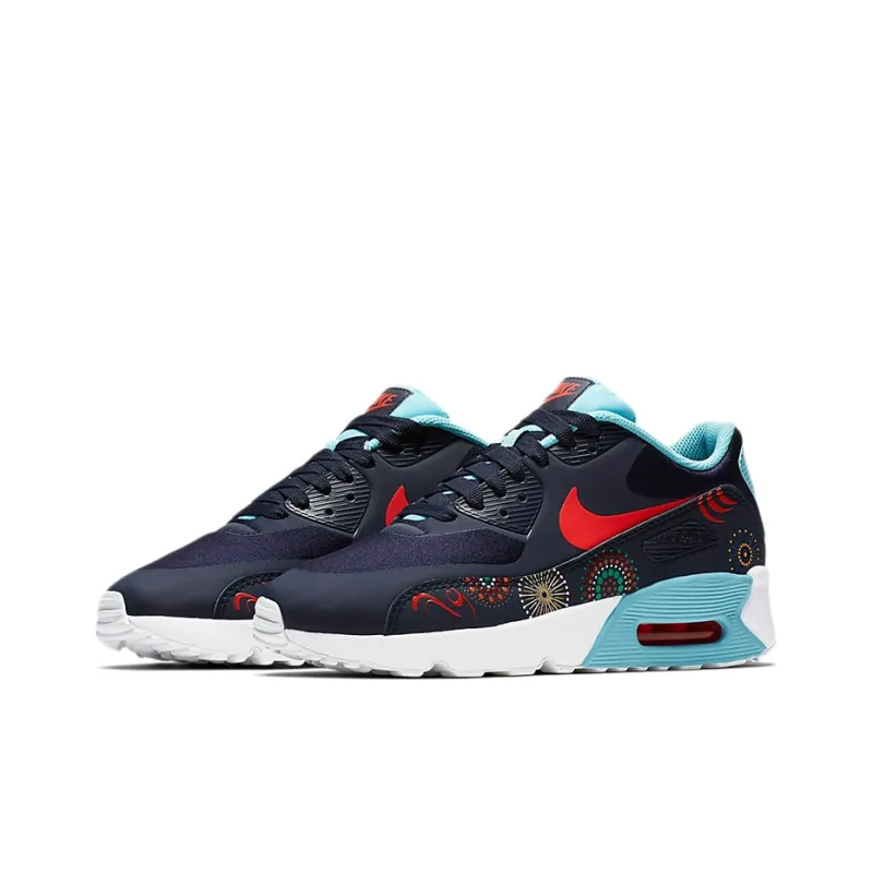 Air Max 90 Running Shoes Women’s Low-Top Black Red Blue – AO2097-400