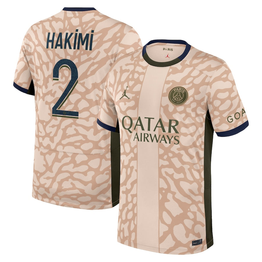 Achraf Hakimi Paris Saint-Germain Jordan Brand 2023/24 Fourth Stadium Player Jersey?�C Tan
