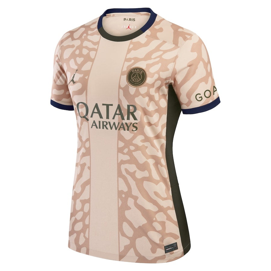 Kylian Mbappe Paris Saint-Germain Jordan Brand Women's 2023/24 Fourth Stadium  Player Jersey?�C Tan