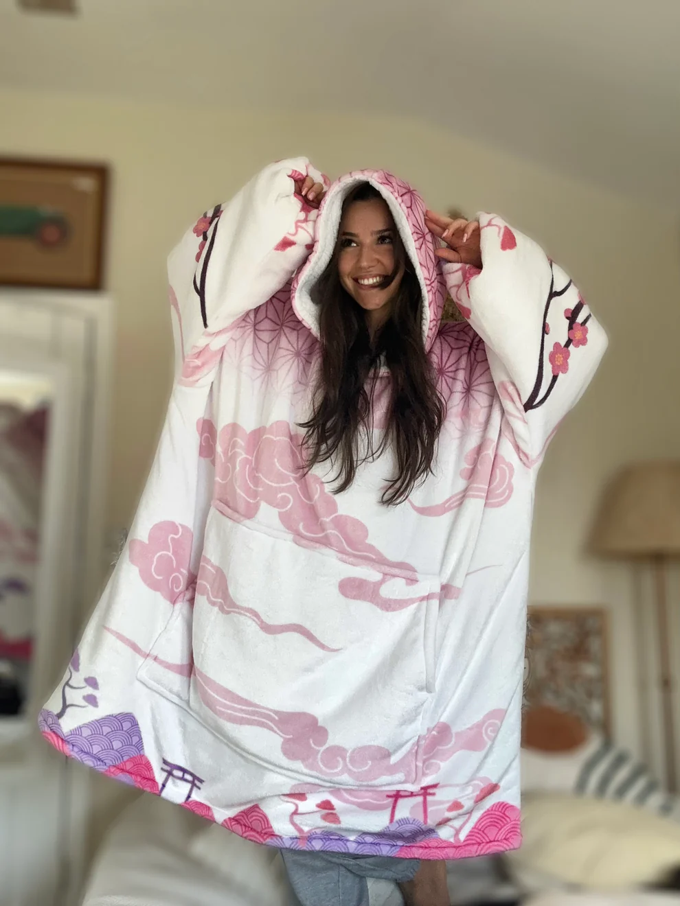 Demon Slayer Nezko Kimono Oversized Blanket Hoodie