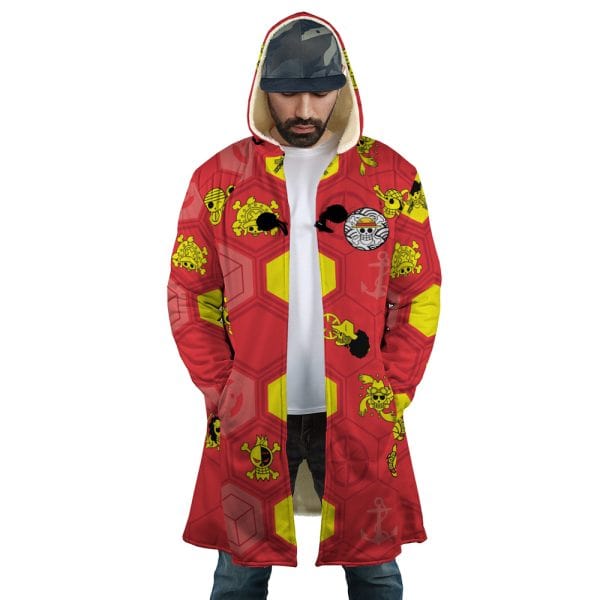 One Piece Mugiwara Jolly Roger AOP Hooded Cloak Coat
