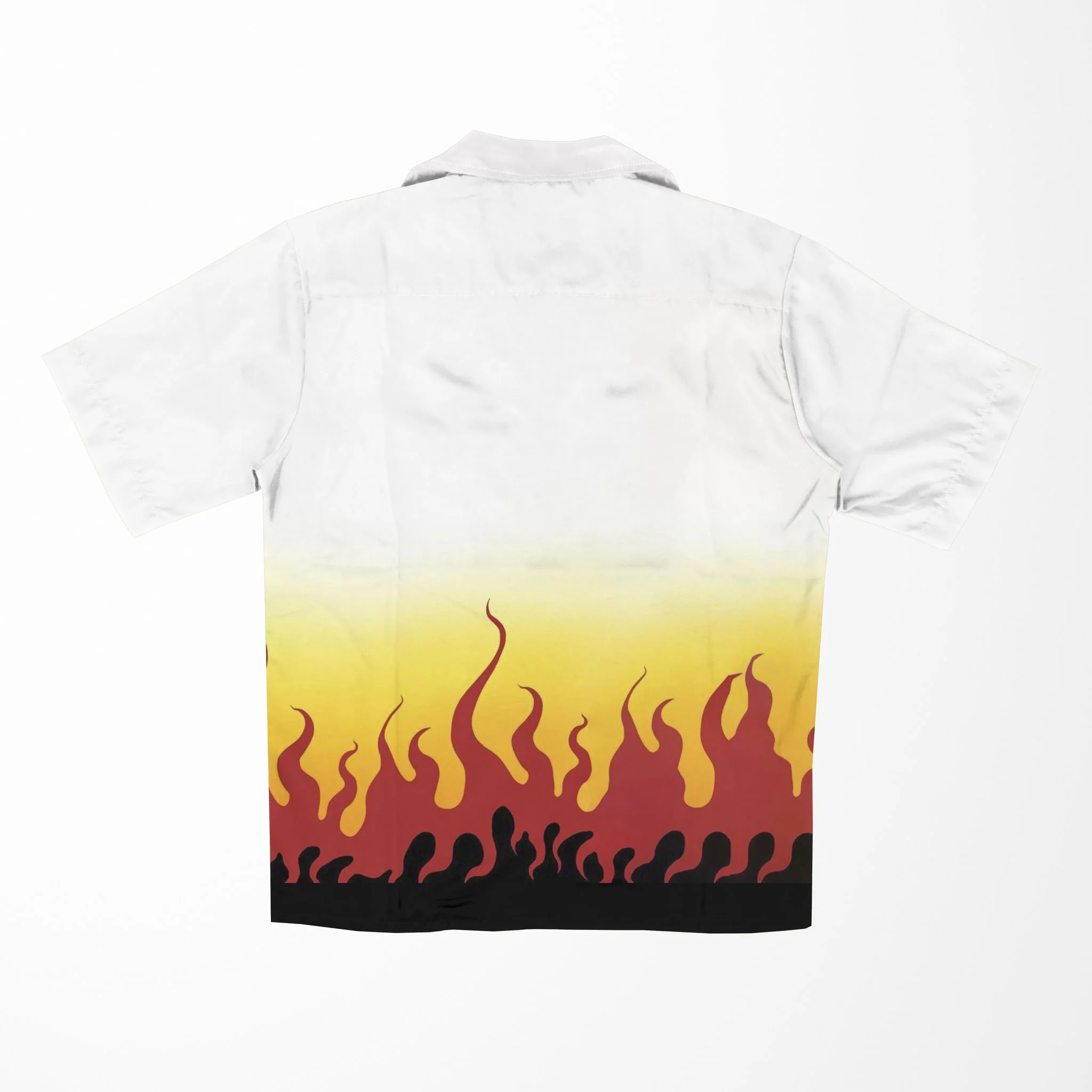 Demon Slayer Flame Pillar Button Up Short Sleeved Shirt