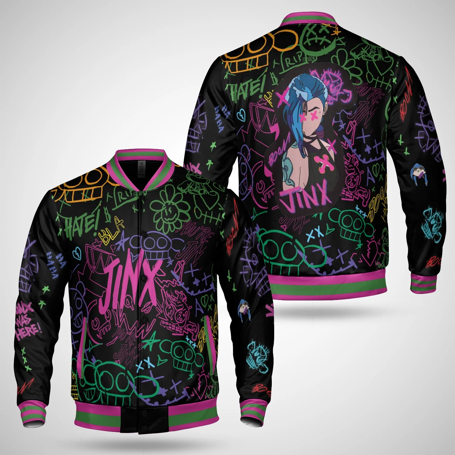 Arcane Jinx Graffiti Baseball Varsity Jacket