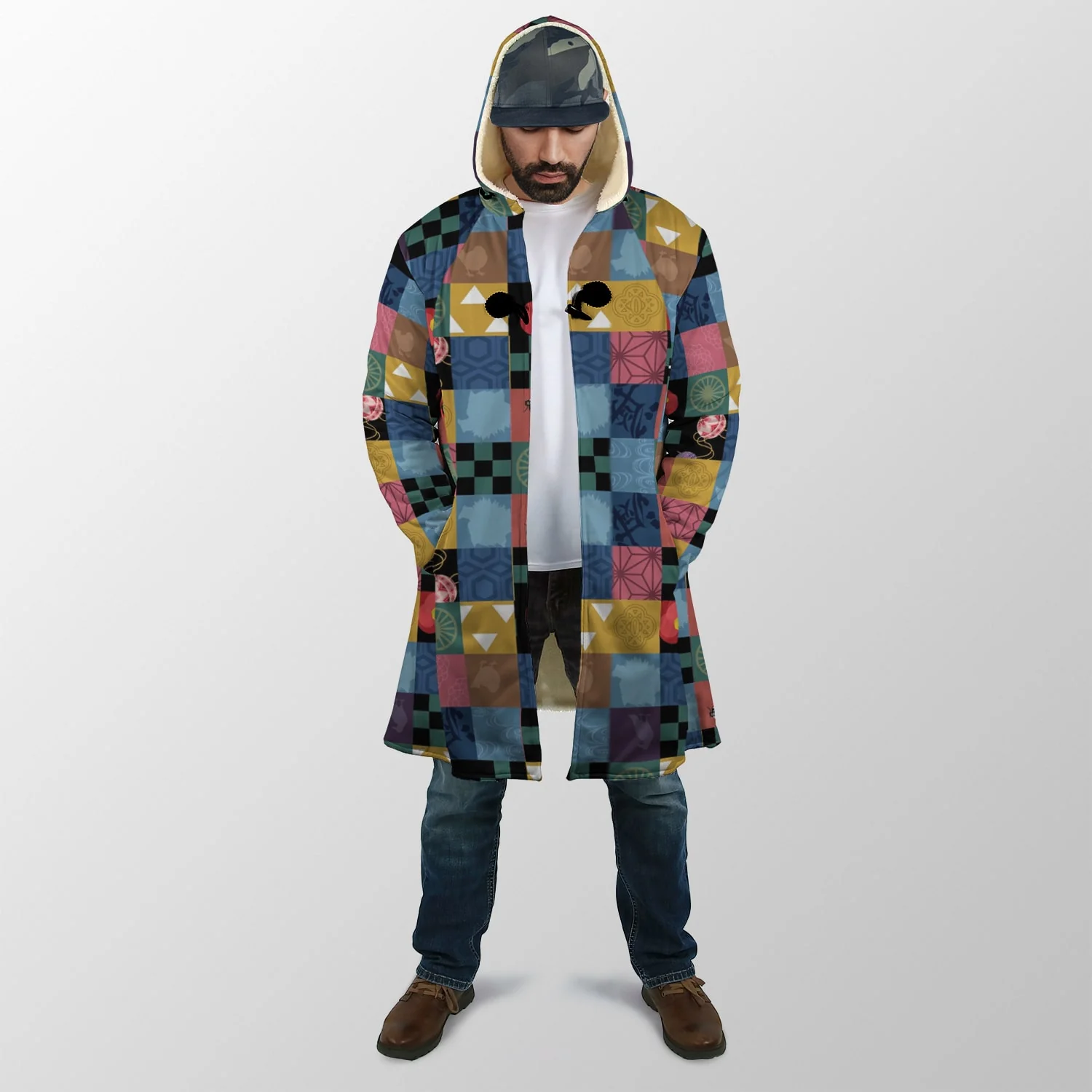 Demon Slayer Design Patches Hooded Cloak Coat