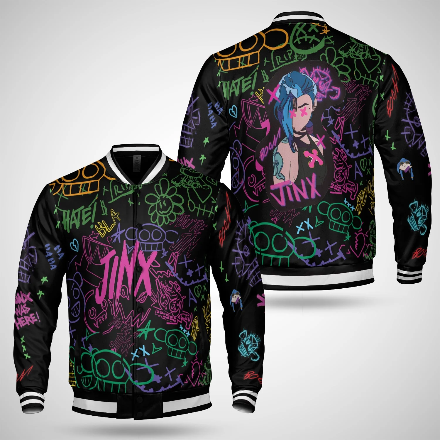 Arcane Jinx Graffiti Baseball Varsity Jacket