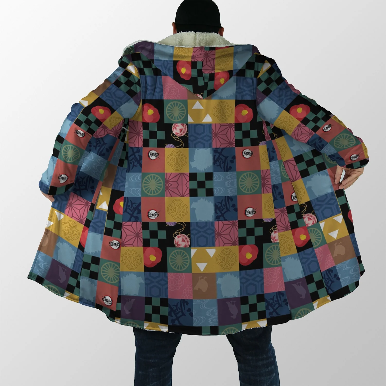 Demon Slayer Design Patches Hooded Cloak Coat