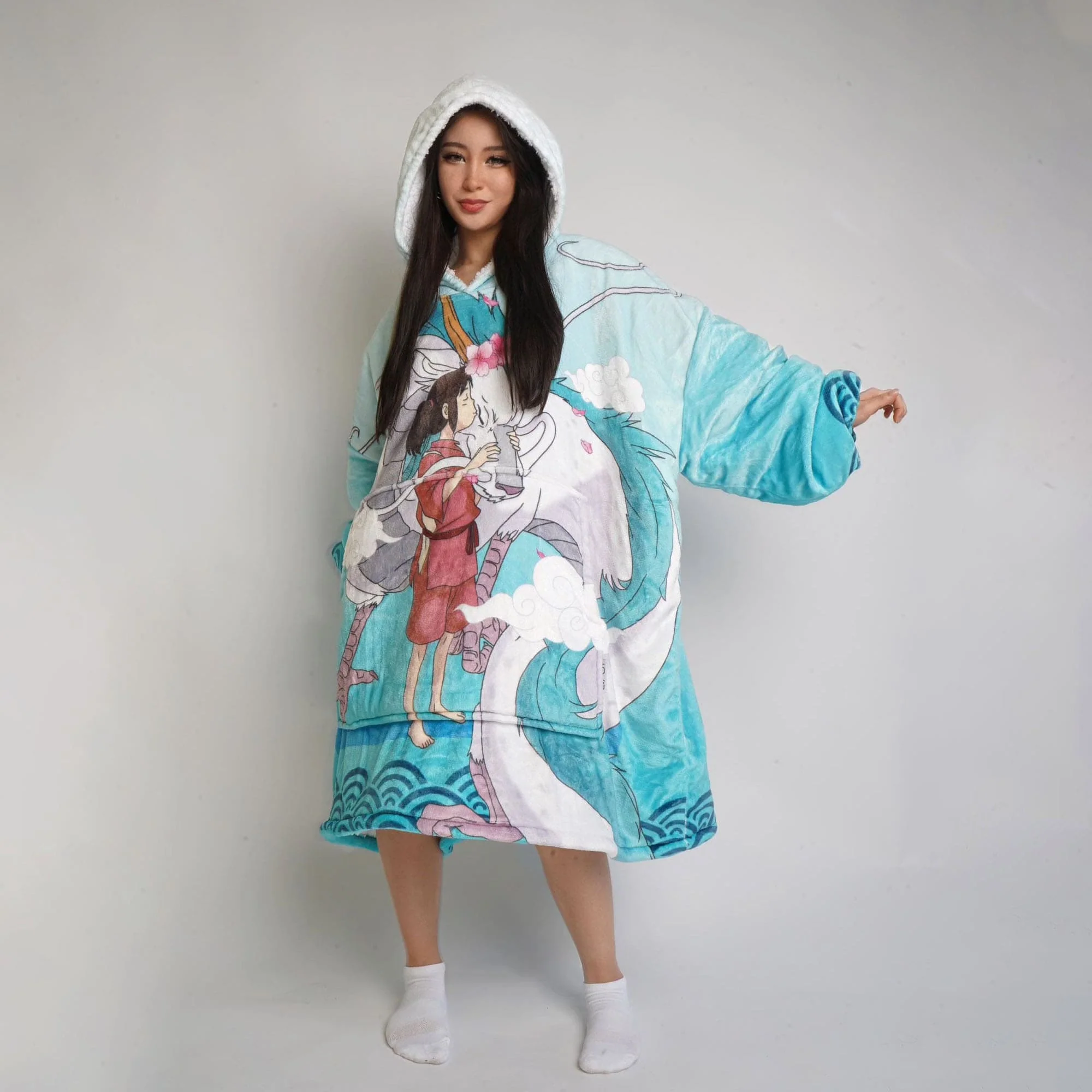 Spirited Away Haku Dragon Oversized Blanket Hoodie
