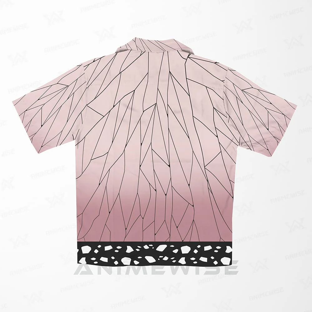 Demon Slayer Insect Pillar Classic Pink Hawaiian Short Sleeved Shirt