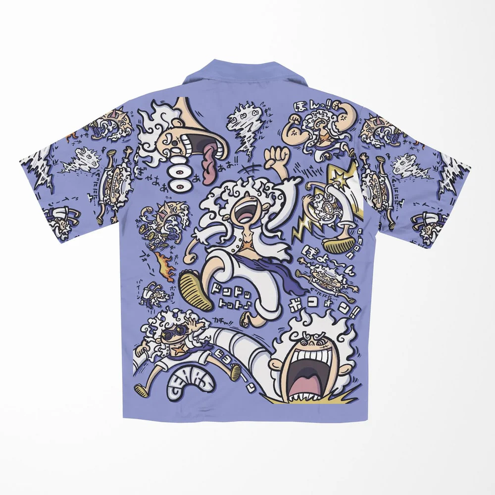 One Piece Luffy Sun God Button up Hawaiian Short Sleeved Shirt