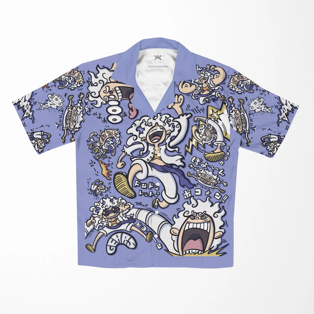 One Piece Luffy Sun God Button up Hawaiian Short Sleeved Shirt