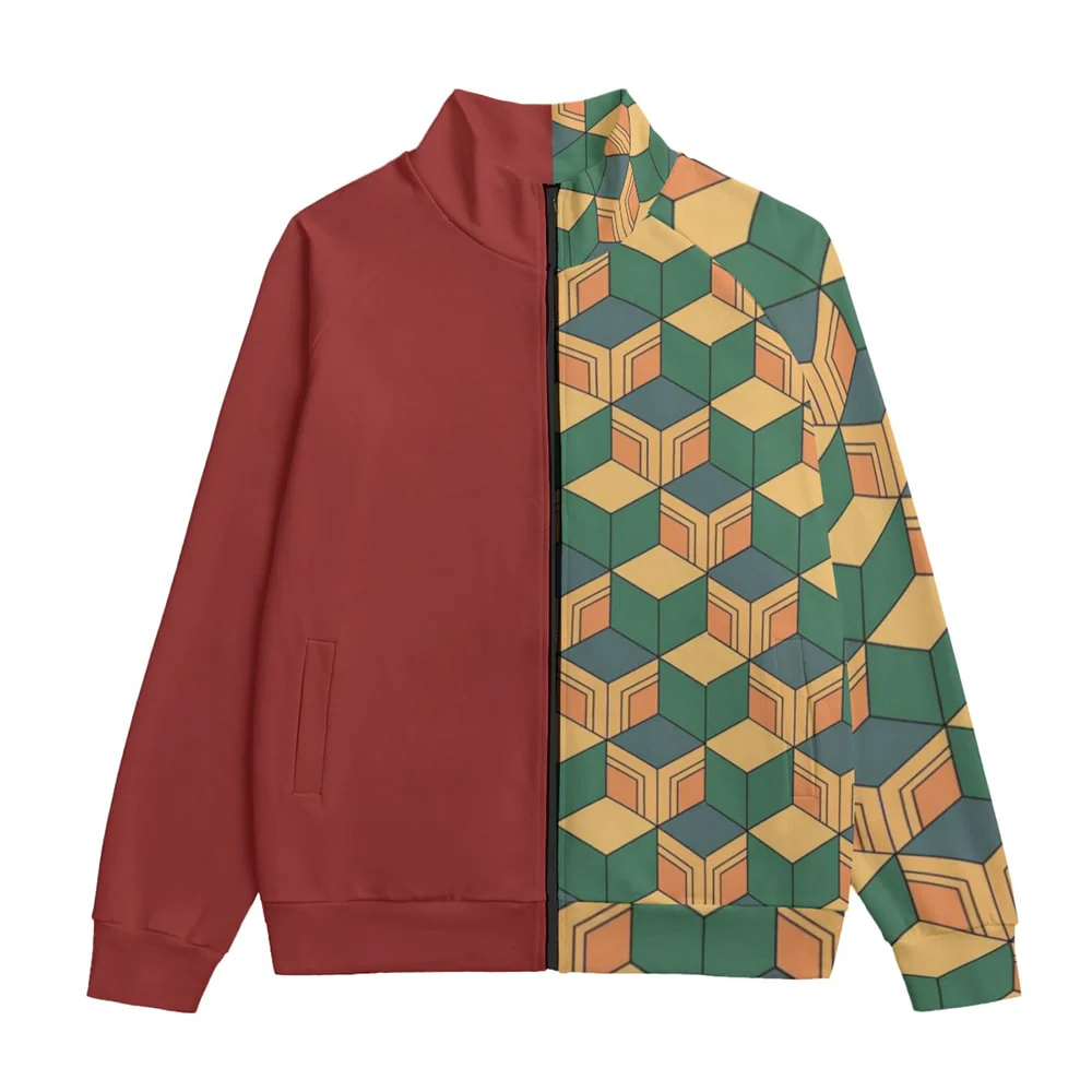 Naruto Water Pillar Color Overlap Pattern Collar Up Jacket