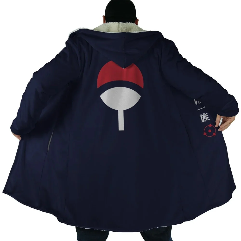Naruto Uchiwa Shinobi Clan Emblem Hooded Cloak Coat