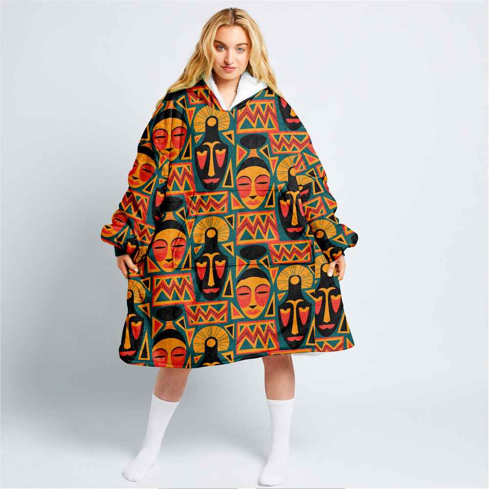 Afro Tribal Art Pattern Blanket Hoodie