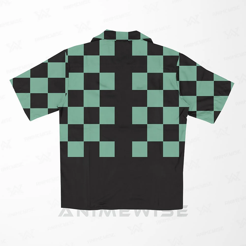 Demon Slayer Classic Check Pattern Overlap Hawaiian Short Sleeved Shirt
