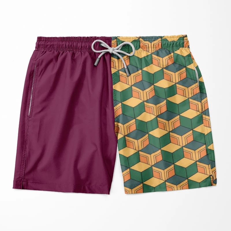 Demon Slayer Water Pillar Pattern Swim Shorts