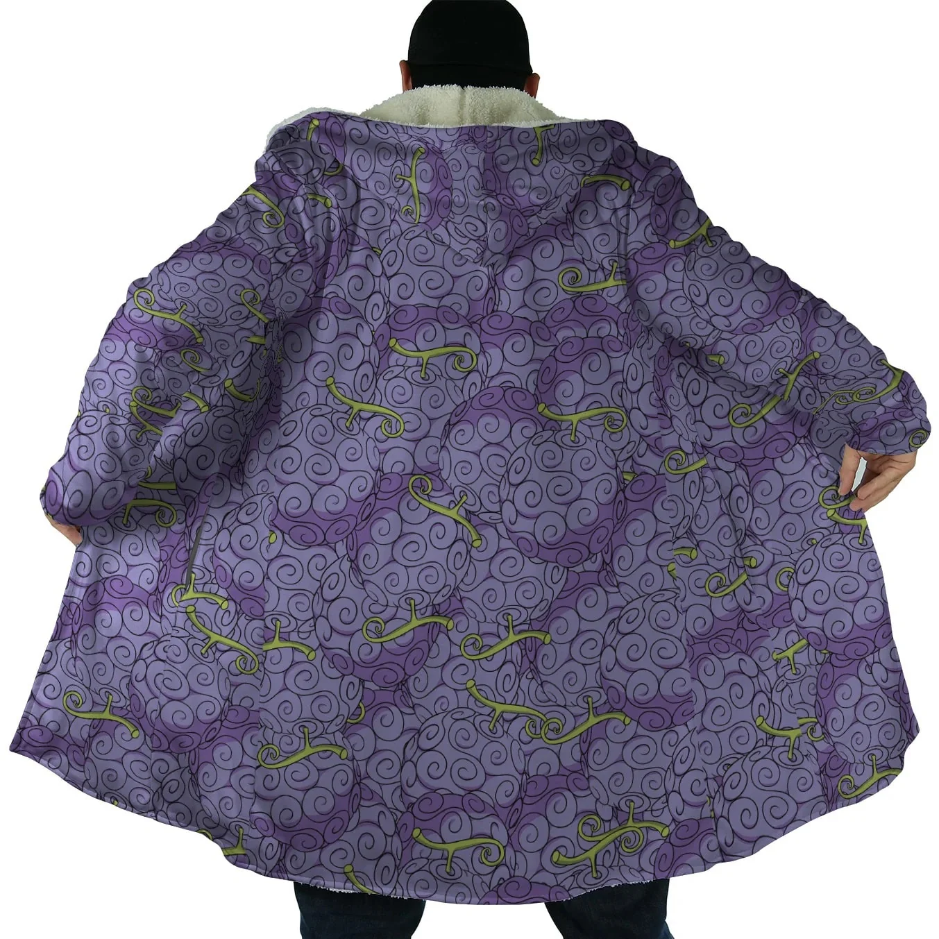 One Piece Gomu Gomu Pattern OP Brushed Hooded Cloak Coat
