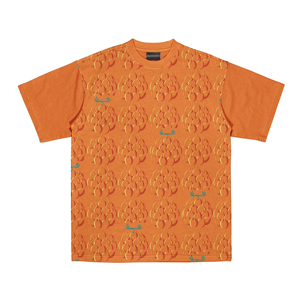 One Piece Mera Mera no Mi Devil Fruit Pattern T-Shirt