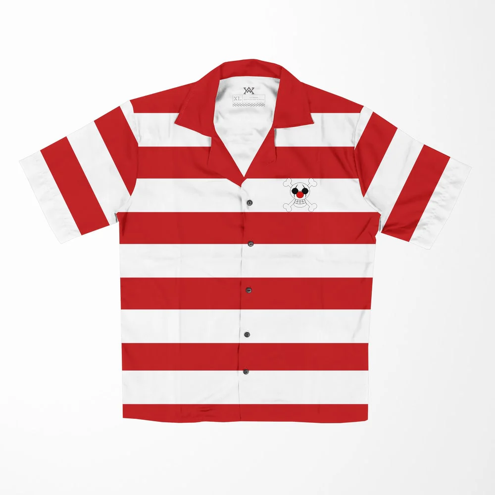 One Piece Buggy Pirates Button up Hawaiian Short Sleeved Shirt