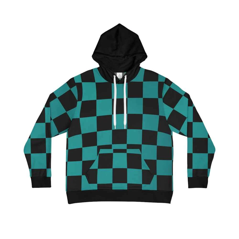 Demon Slayer Kimetsu Classic Green Check Pattern Pullover Hoodie