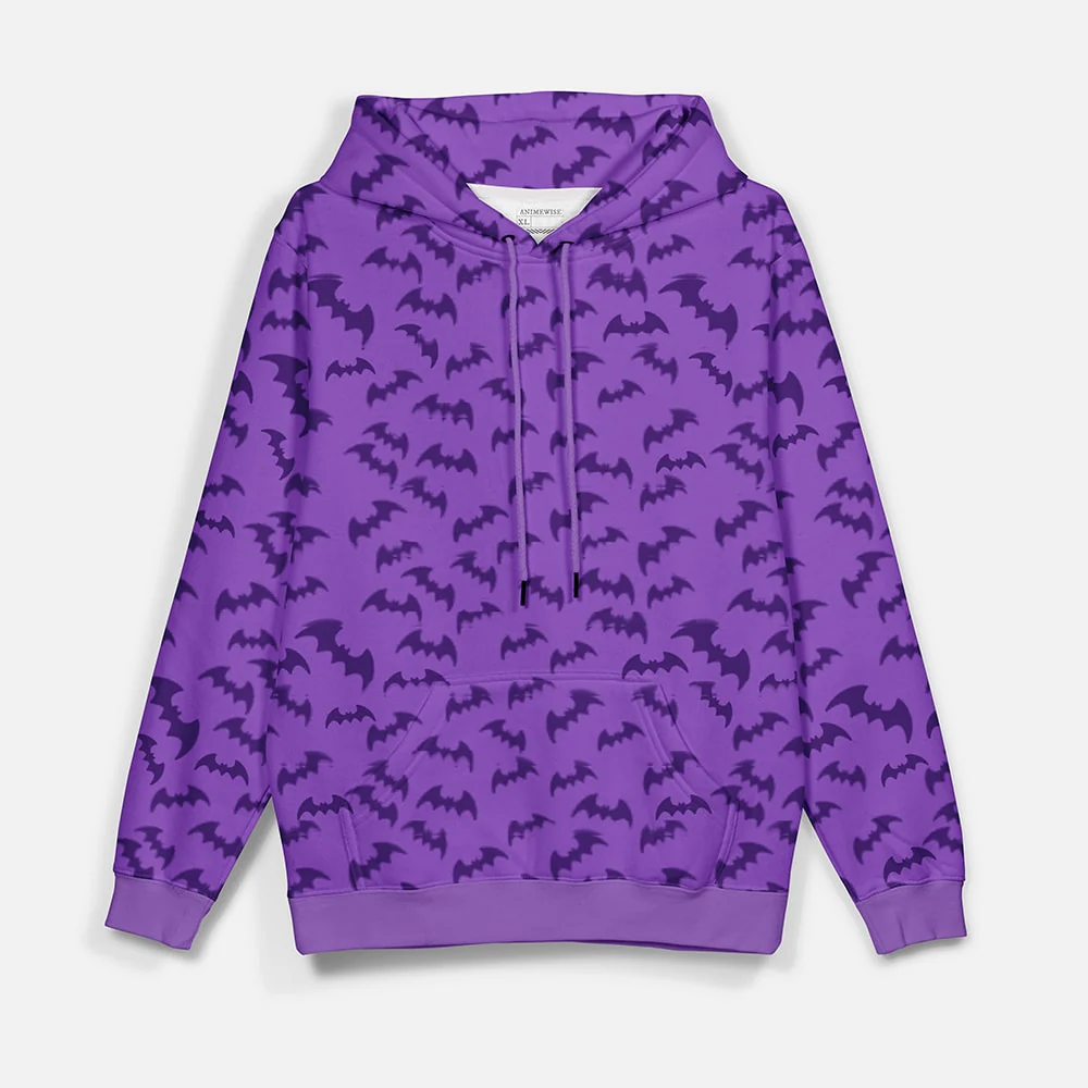 Morrigan Bats All Over Brushed Pullover Hoodie