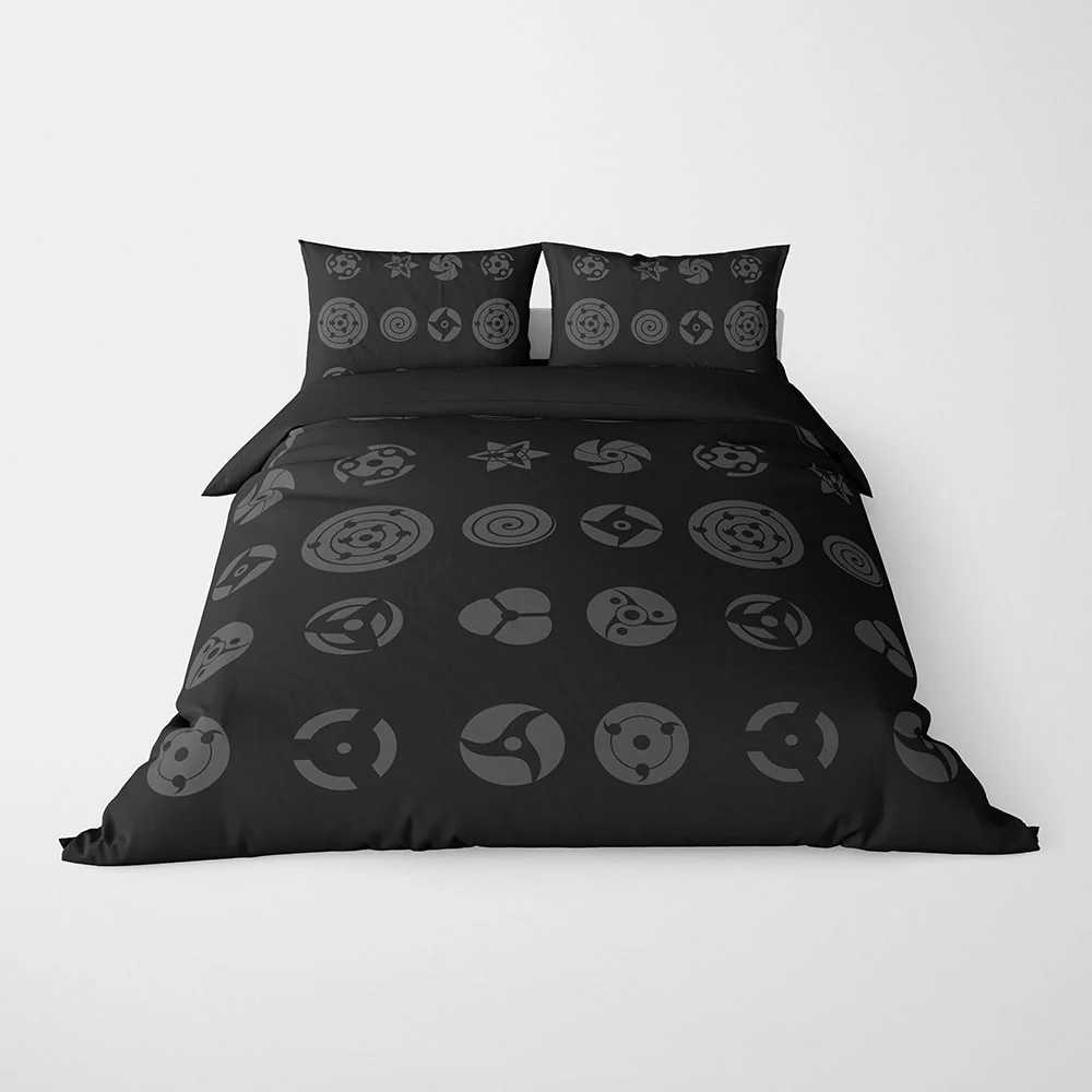 Naruto Anime Shinobi Eyes All Over Brushed Duvet Cover set