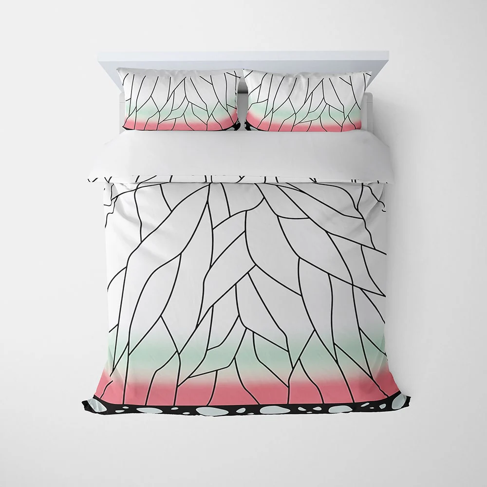 Insect Pillar Butterfly Pattern Demon Slaying Comforter Set Bedding