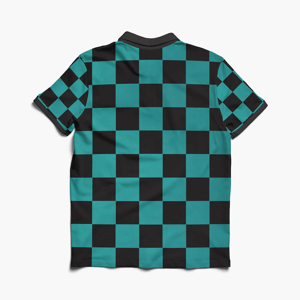 Demon Slayer kimetsu na Classic Green Check Polo Shirt