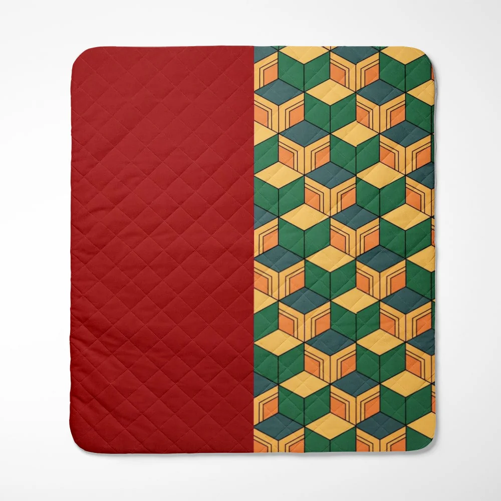 Demon Slayer Water Pillar Color Overlap Pattern Bedspread Quilt Set