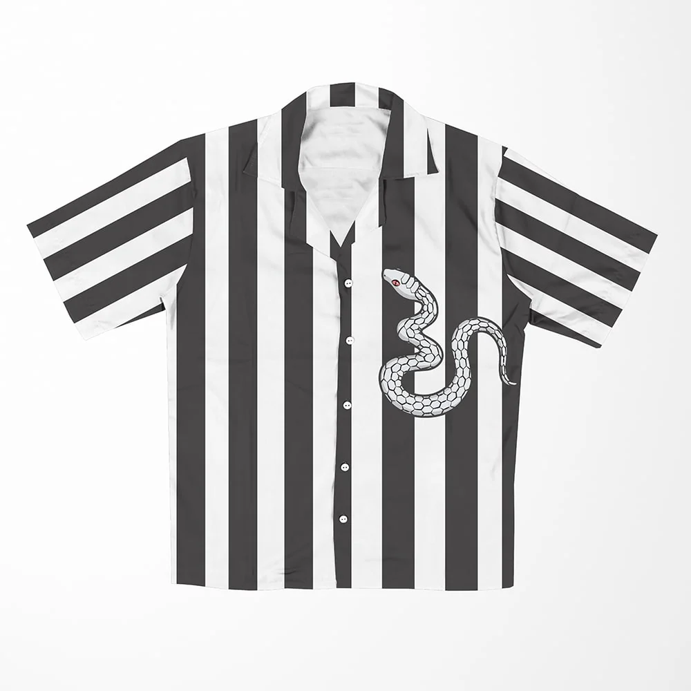 Demon Slayer Snake Pillar Haori Pattern Inspired Hawaiian Short Sleeved Shirt