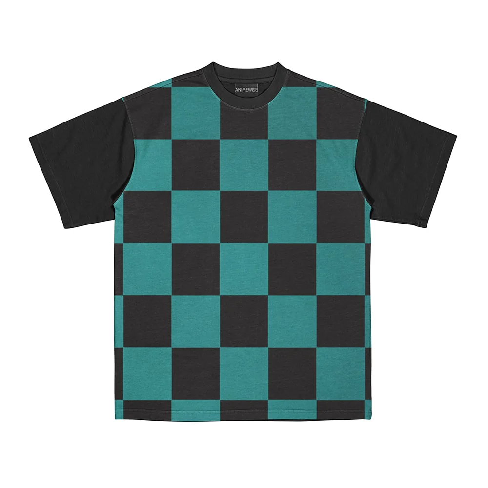 Demon Slayer kimetsu na Classic Green Check Black T-Shirt
