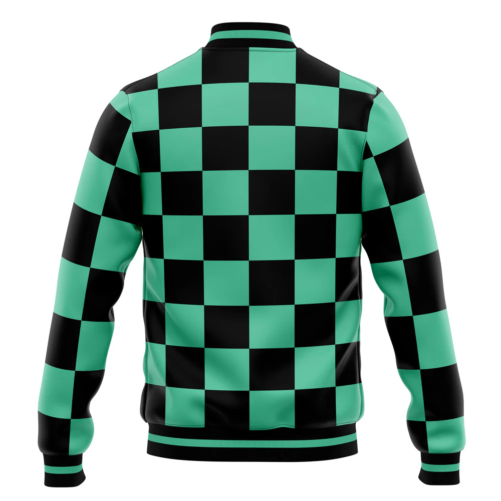 Demon Slayer kimetsu Classic Green Check Baseball Jacket