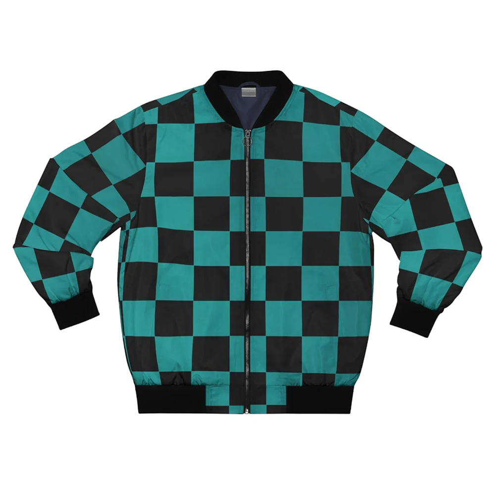 Demon Slayer Kakushaku no Ko Check Pattern Bomber Jacket