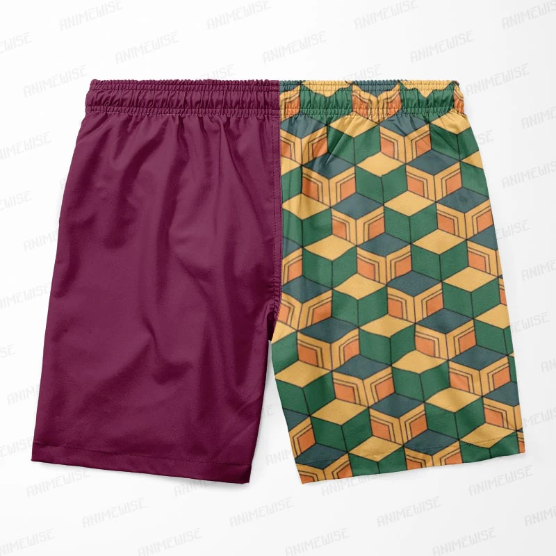 Demon Slayer Water Pillar Pattern Swim Shorts