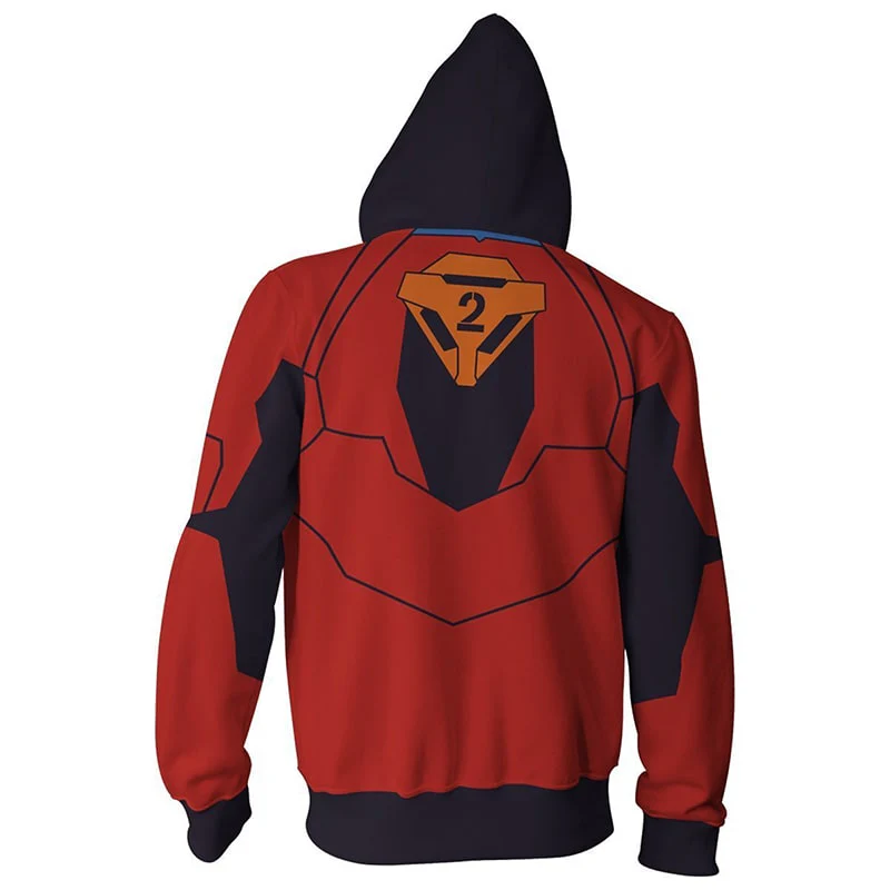 Evangelion Genesis Unit-02 Classic Asuka Pattern Zipper Hoodie