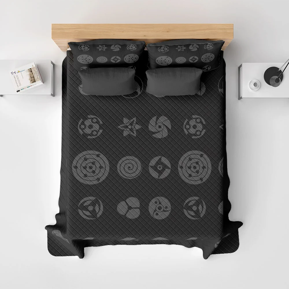 Naruto Anime Shinobi Eyes All Over Brushed Quilt Bedding set